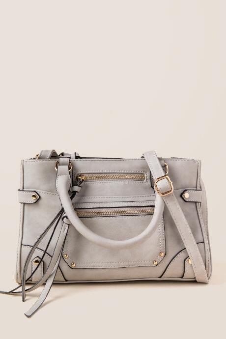 Francesca's Camari Distressed Satchel - Gray