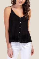 Francesca's Andrea Button Front Swing Tank Top - Black