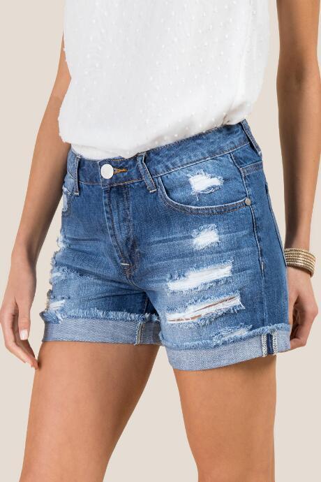 Francesca Inchess Ayda Blown Out Destructed Jean Shorts - Dark