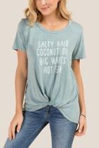 Francesca Inchess Tabby Front Knot Fashion Tee - Mint