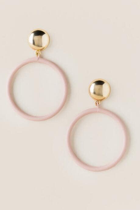 Francesca's Hailee Circle Drop Earring In Mauve - Mauve