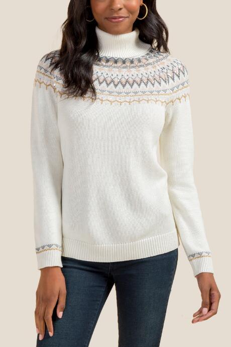 Francesca Inchess Bessie Sequin Fair Isle Sweater - Ivory