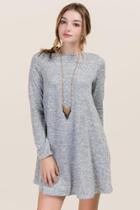 Francesca's Geneva Brushed Hacci Shift Dress - Heather Gray