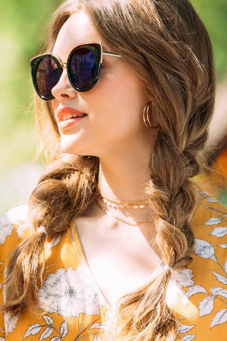 Francesca's Josie Rounded Cat-eye Sunglasses - Black