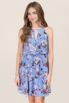 Francesca's Paxton Floral A-line Dress - Oxford Blue