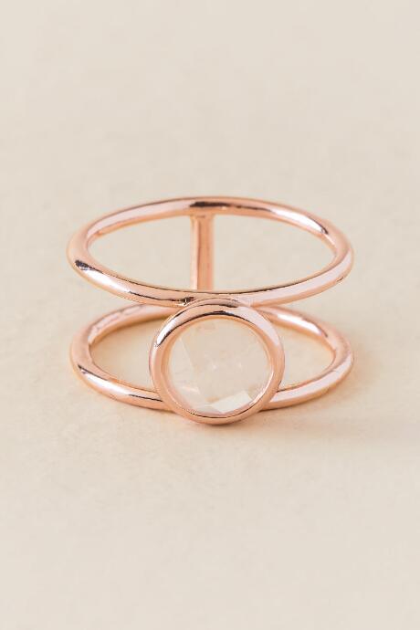Francesca's Evelyn Rose Gold Quartz Ring - Rose/gold