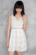Francesca's Poppy Lace Cut Out Dress - Ivory