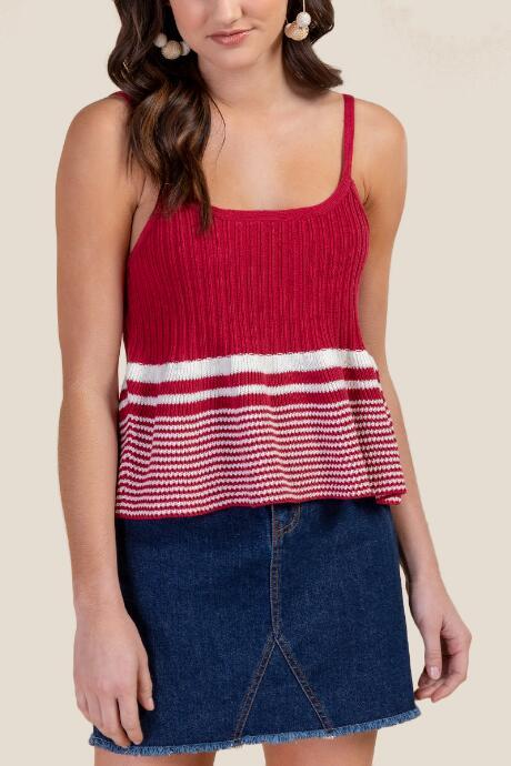 Francesca's Ellie Striped Swing Tank Top - Red