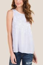 Francesca's Nikki Floral Embroidered Mineral Wash Tank - Orchid