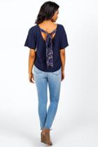 Francesca's Hadley Scarf Back Tee - Navy
