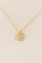 Francesca Inchess C Initial Crystal Coin Pendant - Gold