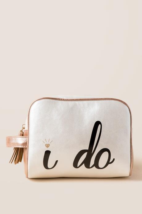Francesca's I Do Cosmetic Bag - White