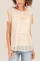 Francesca Inchess Suzie Embroidered Sheer Blouse - Taupe