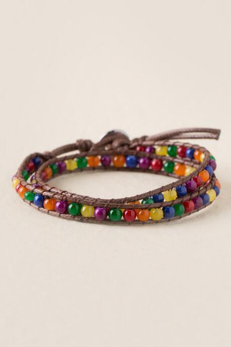 Francesca's Love Crystal Bead Wrap Bracelet - Multi