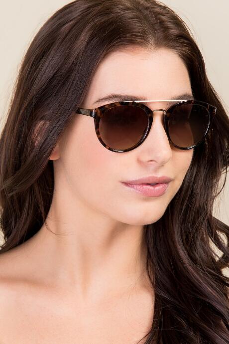 Francesca's Juna Rounded Aviators - Tortoise