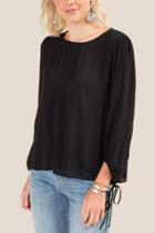 Francesca's Desiree Long Sleeve Blouse - Black