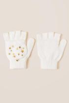 Francesca's Jodi Metallic Star Flip Top Gloves - Ivory