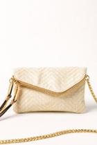 Francesca's Angled Flap Quilted Crossbody - Natural