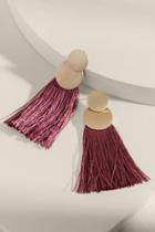 Francesca's Caitlyn Tassled Coin Drop Earrings - Mauve