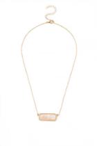 Francesca's Holly Rectangle Stone Pendant Necklace - Pale Pink