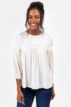 Francesca's Devin Embroidered Peasant Top - Ivory