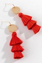 Francesca's Daphne Tassel Earrings In Red - Red