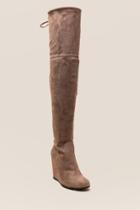 Francesca's Grace Wedge Over The Knee Boot - Taupe