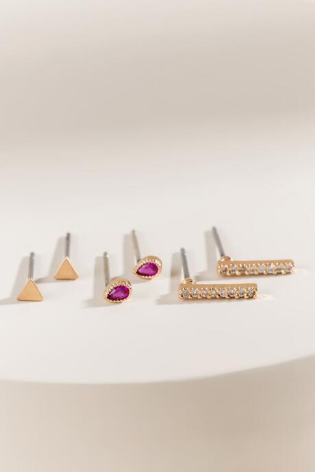 Francesca's Galilea Stud Set - Raspberry