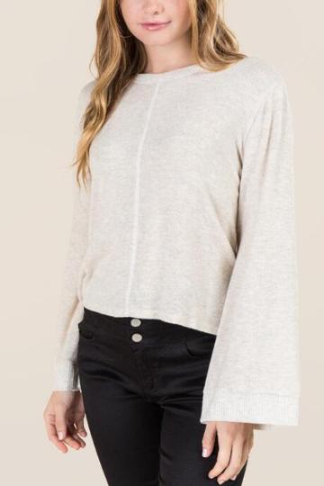 Sweet Claire Xanthe Dolman Sleeve Crop Top - Heather Oat