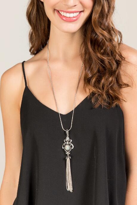 Francesca Inchess Ariana Opal Tassel Pendant - Silver