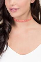 Francesca's Ziggy Embroidered Choker - Neon Coral