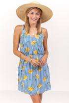 Francesca's Lori Floral Stripe Dress - Blue