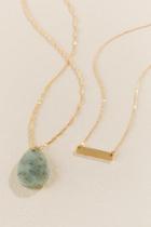 Francesca's Abella Layered Pendant Set - Gray