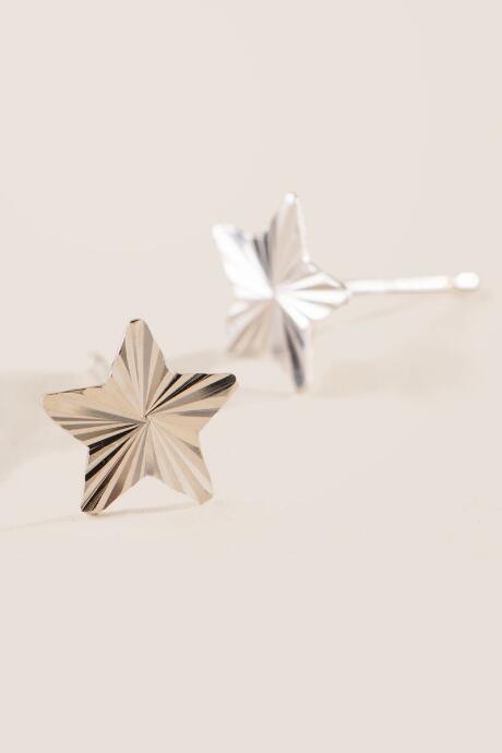 Francesca's Gabby Textured Star Studs - Silver