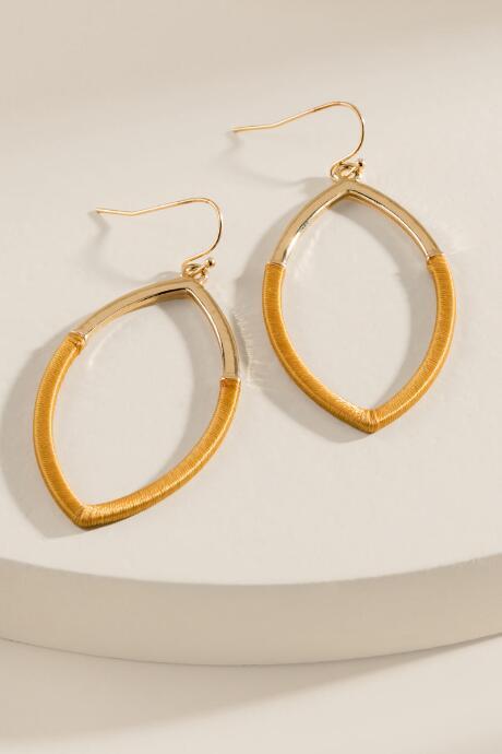 Francesca's Eliana Thread Wrapped Teardrop Earrings - Mustard