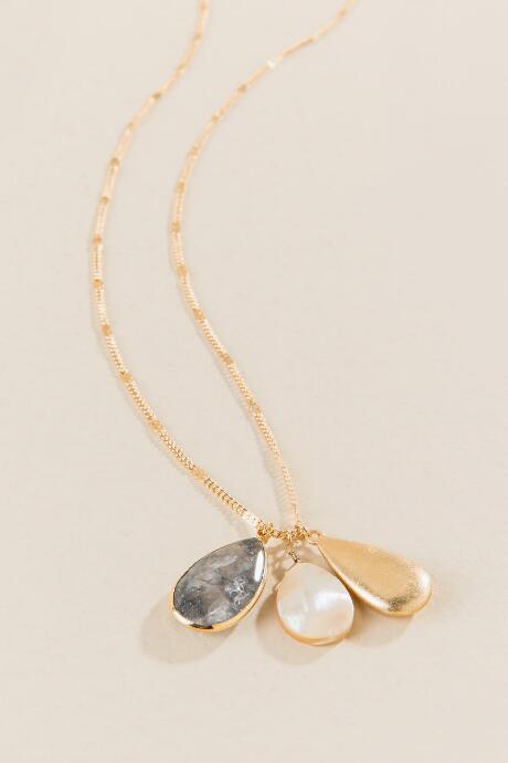 Francesca's Emmy Stone Charm Pendant - Gray