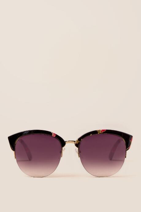 Francesca's Hannah Floral Wayfarer Sunglasses - Black