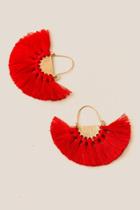 Francescas Janiah Tassel Fan Earrings - Red