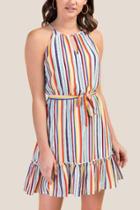 Francesca's Kacie Striped A-line Dress - Navy