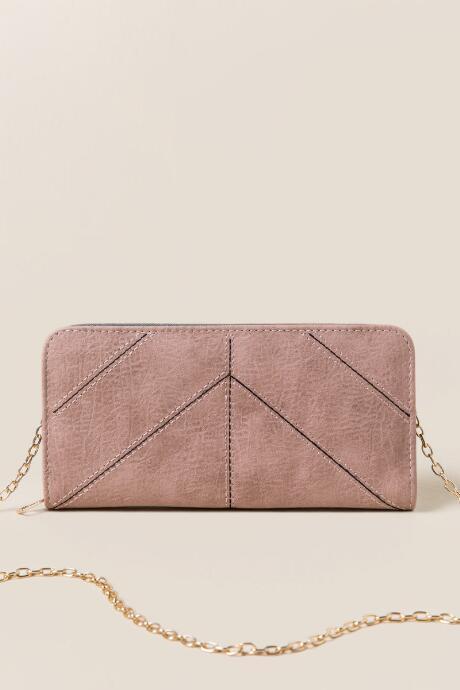 Francescas Delia Stitched Crossbody Wallet - Rose