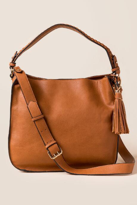 Francesca's Erin Braided Hobo Bag - Taupe