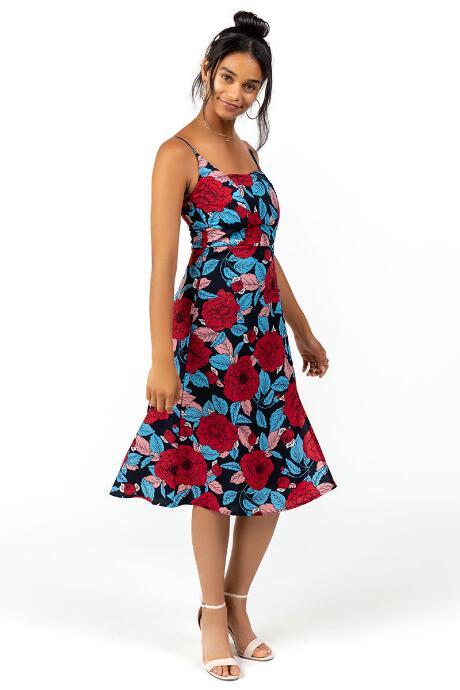 Francesca's Venus Floral Slit Midi Dress - Black