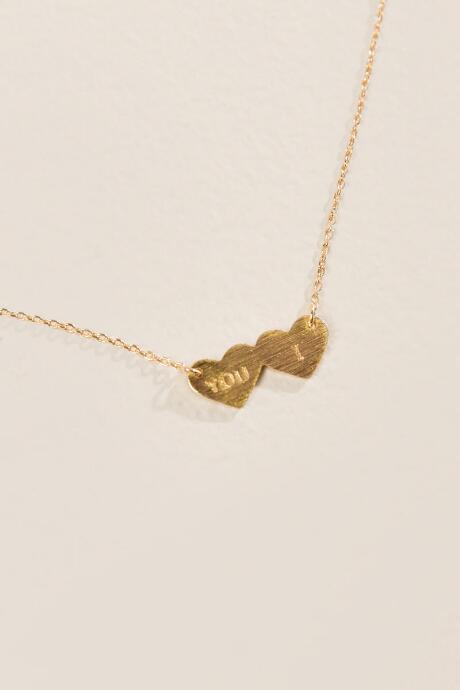 Francesca's You & I Heart Necklace - Gold