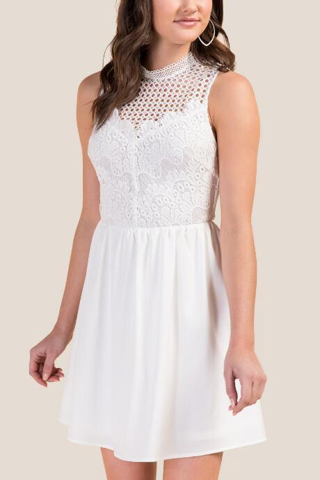 Francesca's Gretchen Lace Fit & Flare Dress - Ivory