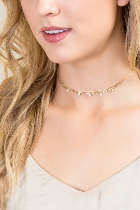 Francesca's Livia Cubic Zirconia Choker - Gold