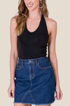 Francesca's Emerson Jersey Knit Halter Top - Black