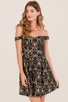 Francescas Ginger Off Shoulder Sweetheart Lace A-line Dress - Black
