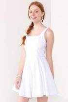 Francesca's Ana Cross Back Fit & Flare Dress - White