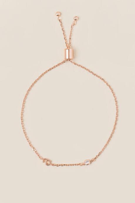 Francesca's A Cubic Zirconia Initial Pull Tie Bracelet - Rose/gold