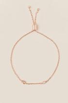 Francesca's A Cubic Zirconia Initial Pull Tie Bracelet - Rose/gold